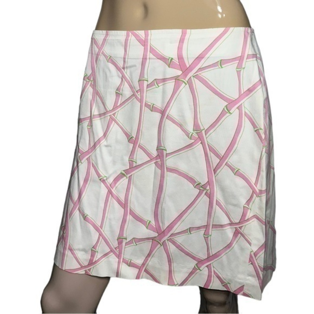 Govango Women’s Size 8 Ivory Pink Green Bamboo Printed Cotton Blend Skirt